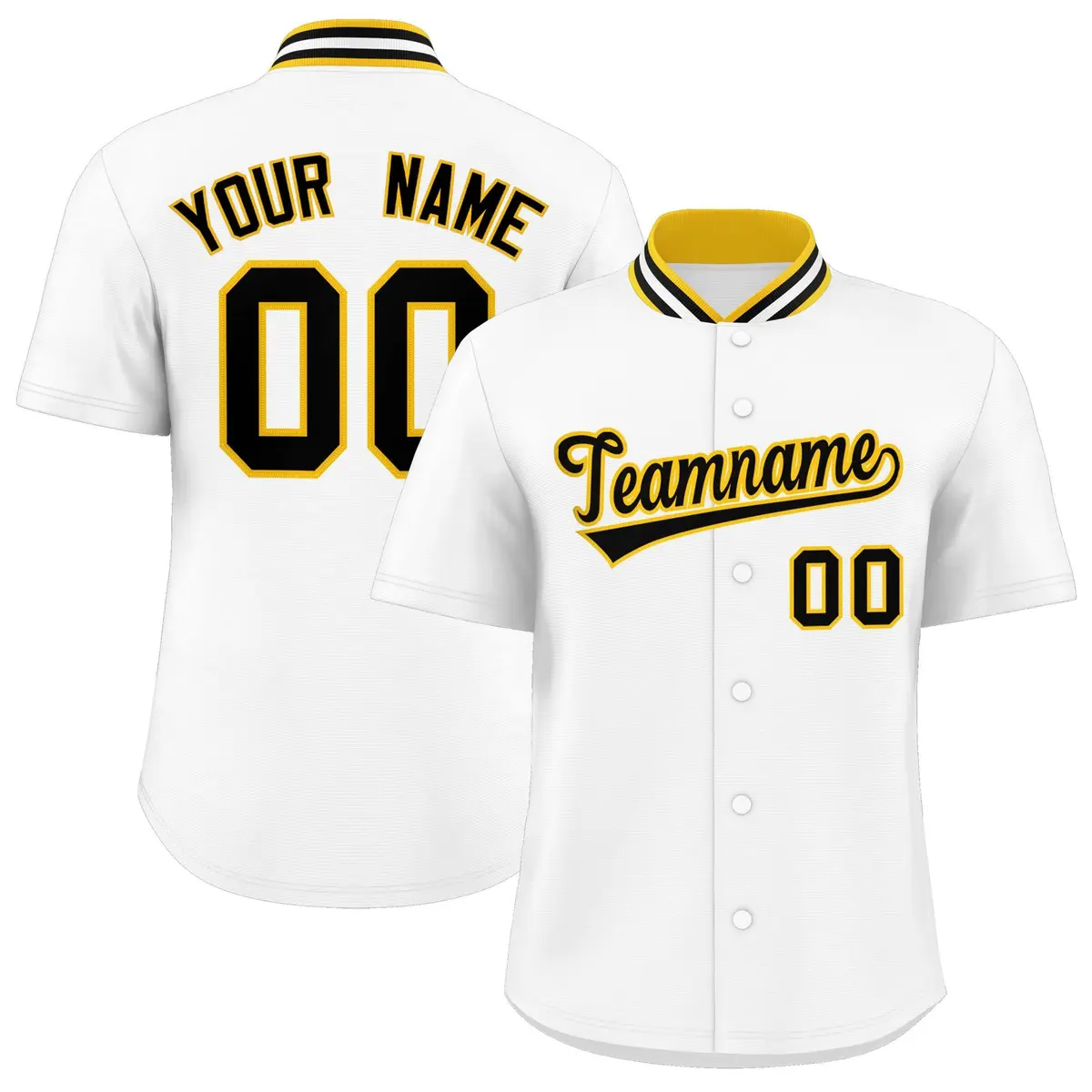 White Stand Collar Classic Baseball Jersey