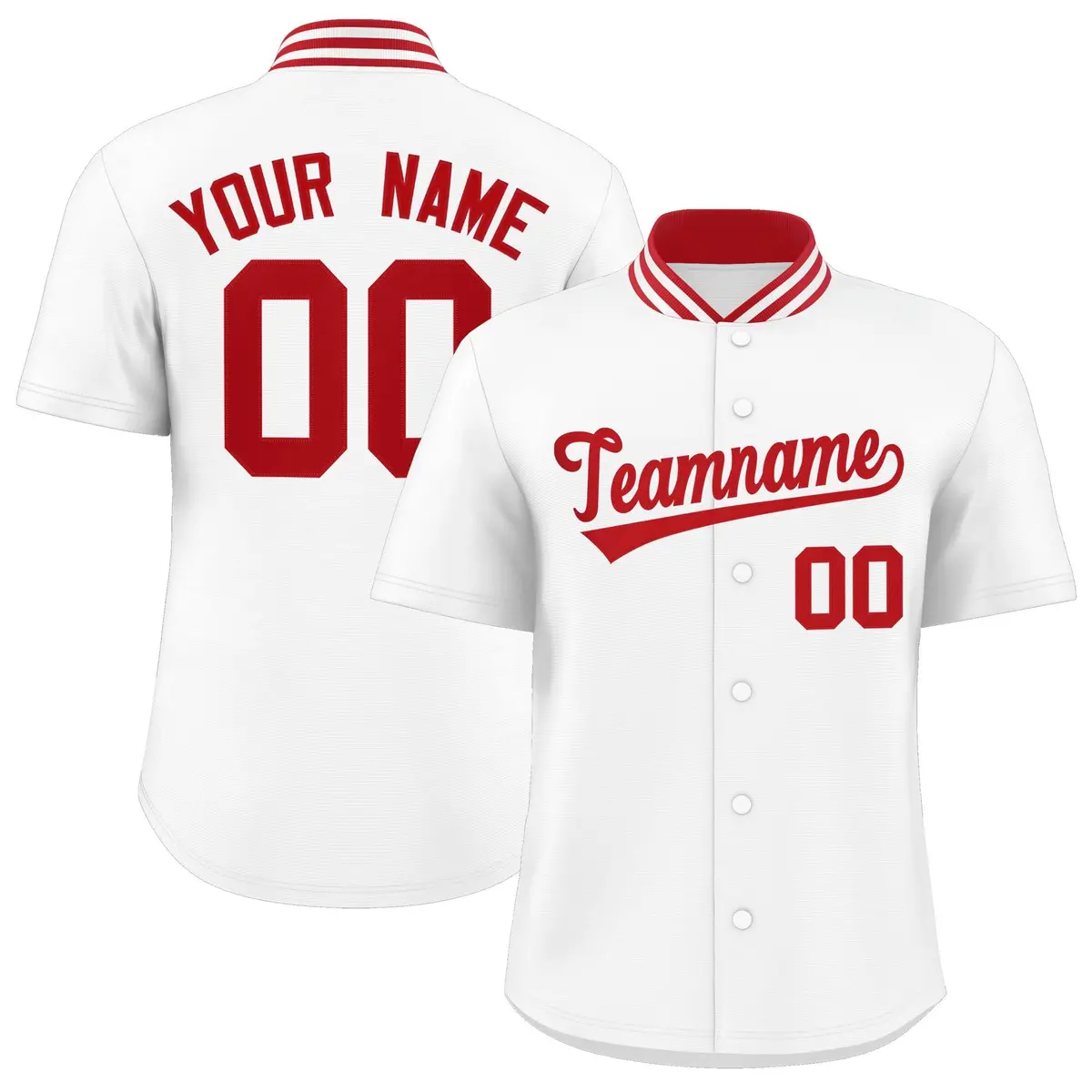 White Stand Collar Classic Baseball Jersey