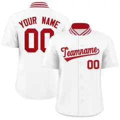White Stand Collar Classic Baseball Jersey