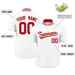 White Stand Collar Classic Baseball Jersey 2