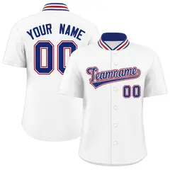 White Stand Collar Classic Baseball Jersey