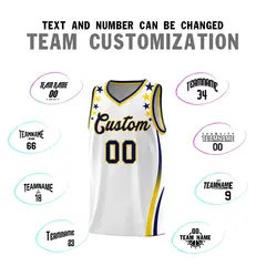White Star Pattern Color Block Shoulders Basketball Jersey 4