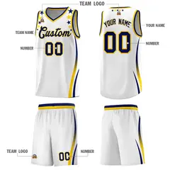 White Star Pattern Color Block Shoulders Basketball Jersey 5