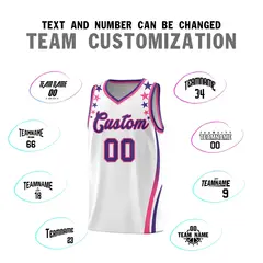 White Star Pattern Color Block Shoulders Basketball Jersey 4