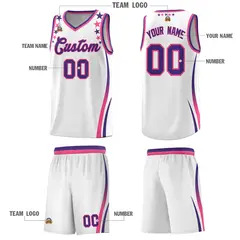 White Star Pattern Color Block Shoulders Basketball Jersey 5