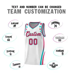 White Star Pattern Color Block Shoulders Basketball Jersey 4