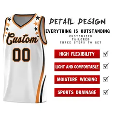 White Star Pattern Color Block Shoulders Basketball Jersey 2