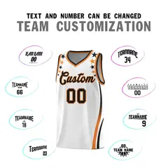 White Star Pattern Color Block Shoulders Basketball Jersey 4