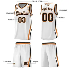 White Star Pattern Color Block Shoulders Basketball Jersey 5