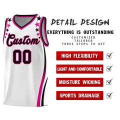White Star Pattern Color Block Shoulders Basketball Jersey 2