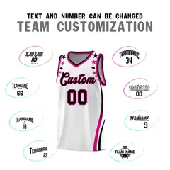 White Star Pattern Color Block Shoulders Basketball Jersey 4