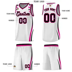 White Star Pattern Color Block Shoulders Basketball Jersey 5