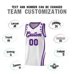 White Star Pattern Color Block Shoulders Basketball Jersey 4