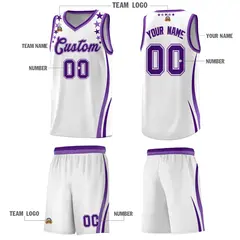 White Star Pattern Color Block Shoulders Basketball Jersey 5