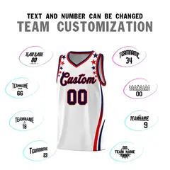 White Star Pattern Color Block Shoulders Basketball Jersey 4