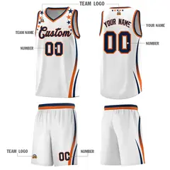 White Star Pattern Color Block Shoulders Basketball Jersey 5