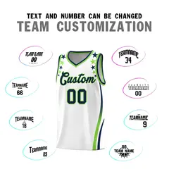 White Star Pattern Color Block Shoulders Basketball Jersey 4
