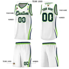 White Star Pattern Color Block Shoulders Basketball Jersey 5