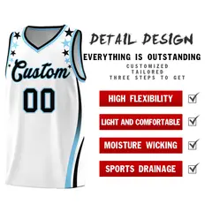 White Star Pattern Color Block Shoulders Basketball Jersey 2