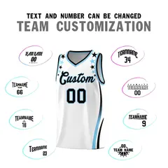 White Star Pattern Color Block Shoulders Basketball Jersey 4