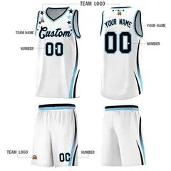 White Star Pattern Color Block Shoulders Basketball Jersey 5