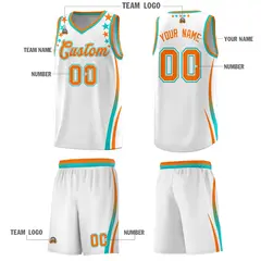 White Star Pattern Color Block Shoulders Basketball Jersey 5