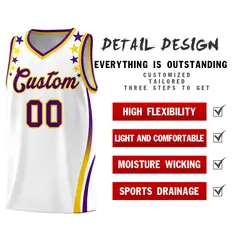 White Star Pattern Color Block Shoulders Basketball Jersey 2