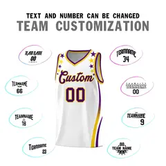 White Star Pattern Color Block Shoulders Basketball Jersey 4