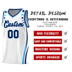 White Star Pattern Color Block Shoulders Basketball Jersey 2