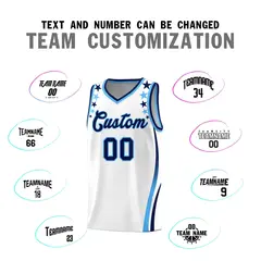 White Star Pattern Color Block Shoulders Basketball Jersey 4