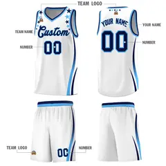 White Star Pattern Color Block Shoulders Basketball Jersey 5
