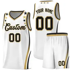 White Star Pattern Color Block Shoulders Basketball Jersey 1