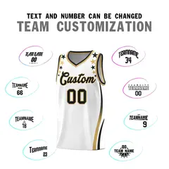 White Star Pattern Color Block Shoulders Basketball Jersey 4