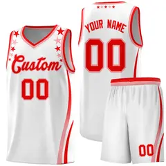 White Star Pattern Color Block Shoulders Basketball Jersey 1
