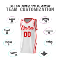White Star Pattern Color Block Shoulders Basketball Jersey 4