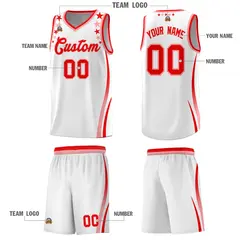 White Star Pattern Color Block Shoulders Basketball Jersey 5