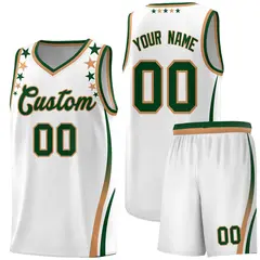 White Star Pattern Color Block Shoulders Basketball Jersey 1