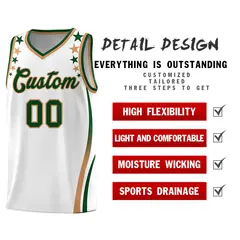 White Star Pattern Color Block Shoulders Basketball Jersey 2