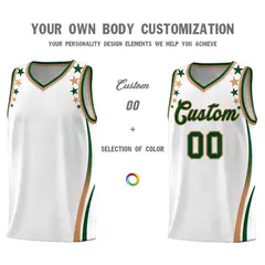 White Star Pattern Color Block Shoulders Basketball Jersey 3