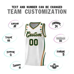 White Star Pattern Color Block Shoulders Basketball Jersey 4