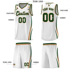 White Star Pattern Color Block Shoulders Basketball Jersey 5
