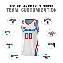 White Star Pattern Color Block Shoulders Basketball Jersey 4