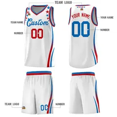 White Star Pattern Color Block Shoulders Basketball Jersey 5