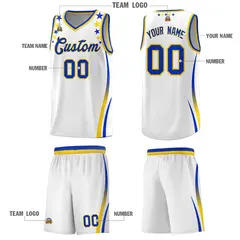 White Star Pattern Color Block Shoulders Basketball Jersey 5