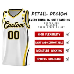 White Star Pattern Color Block Shoulders Basketball Jersey 2