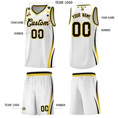 White Star Pattern Color Block Shoulders Basketball Jersey 5