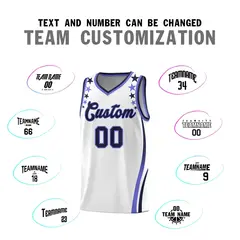 White Star Pattern Color Block Shoulders Basketball Jersey 4