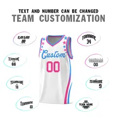 White Star Pattern Color Block Shoulders Basketball Jersey 4