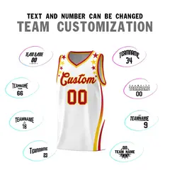 White Star Pattern Color Block Shoulders Basketball Jersey 4