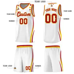 White Star Pattern Color Block Shoulders Basketball Jersey 5